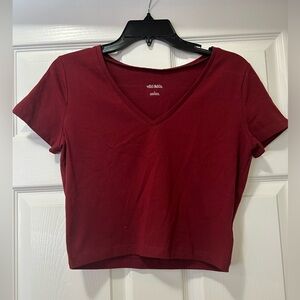 Wild Fable Cropped Women's V-Neck Red Top